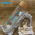 Bouteille d&#39;eau en verre borosilicaté 550 ml à impression personnalisée avec couvercle en bambou